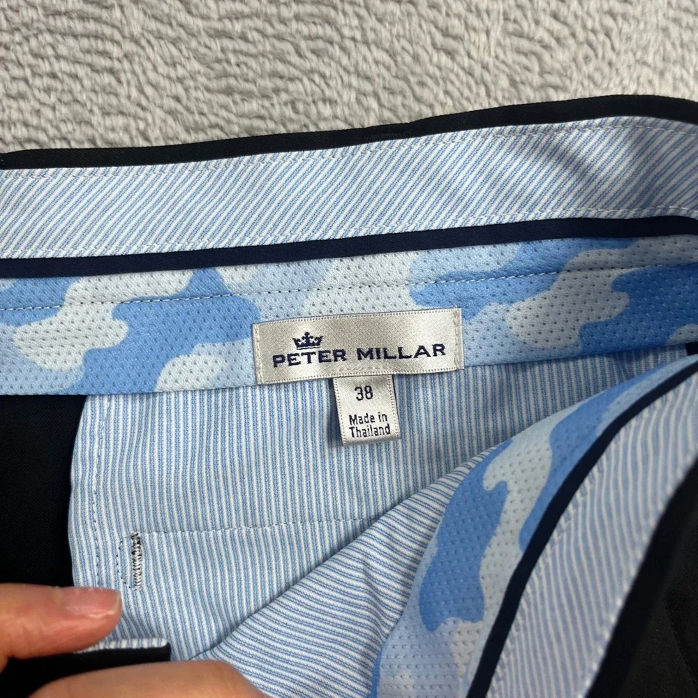 Peter Millar Salem Performance Golf Shorts Mens 38 Black Flat Front ME0EB82